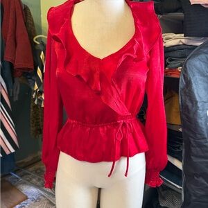Gypsies & Moondust Vibrant Red Ruffle Blouse